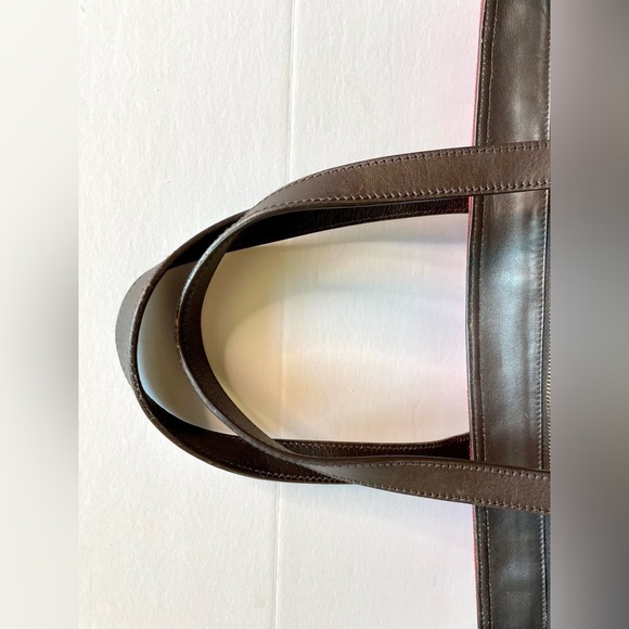 Gucci Red GG Canvas Tote Bag with Brown Leather Trim Corners Shopper Authentic - Picture 12 of 16